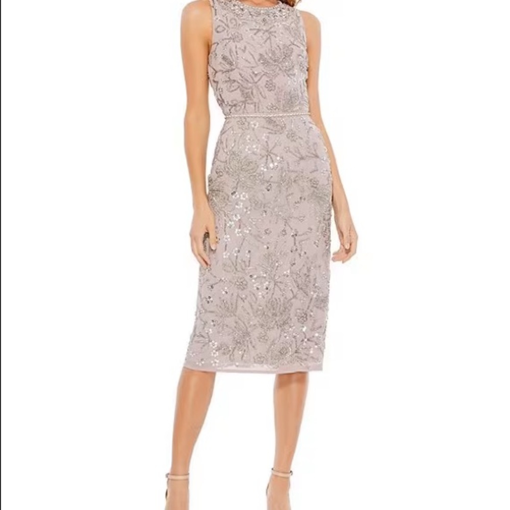 Mac Duggal Beaded Midi Cocktail Dress